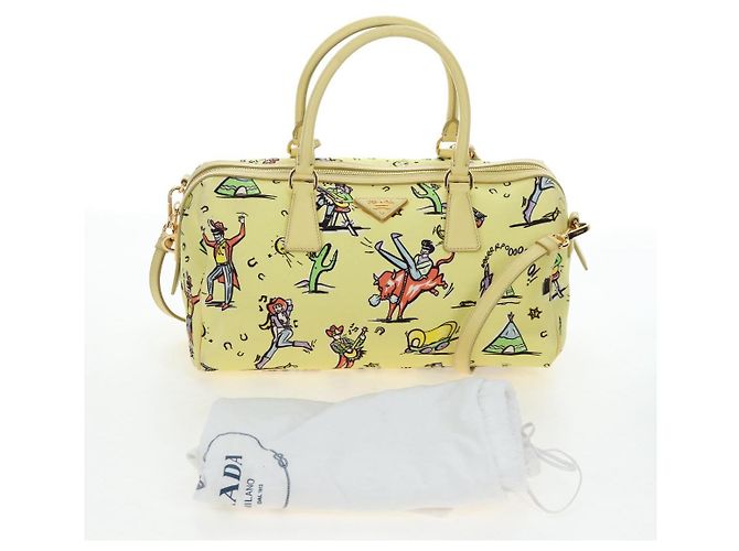Sac à main PRADA Canvas 2way Gold Yellow Auth 197302V Doré Jaune - vue 12