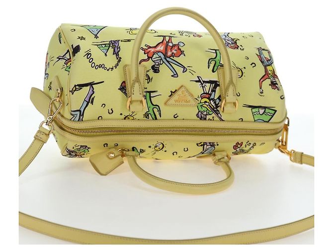 Sac à main PRADA Canvas 2way Gold Yellow Auth 197302V Doré Jaune - vue 14