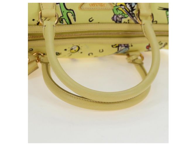Sac à main PRADA Canvas 2way Gold Yellow Auth 197302V Doré Jaune - vue 15