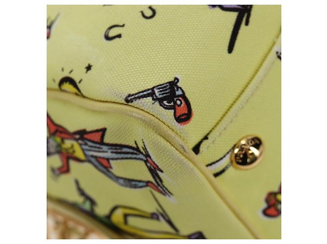 Sac à main PRADA Canvas 2way Gold Yellow Auth 197302V Doré Jaune - vue 19