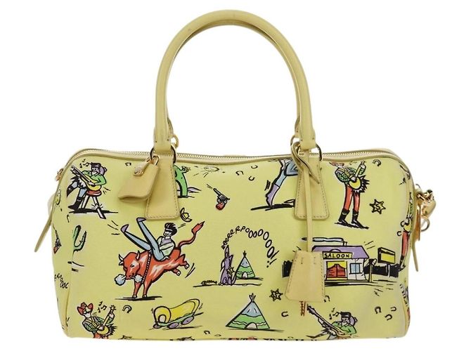 Sac à main PRADA Canvas 2way Gold Yellow Auth 197302V Doré Jaune - vue 2