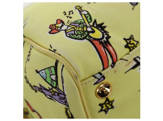 Sac à main PRADA Canvas 2way Gold Yellow Auth 197302V Doré Jaune - vue 21
