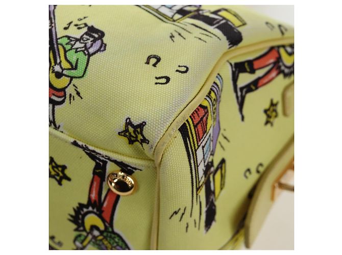 Sac à main PRADA Canvas 2way Gold Yellow Auth 197302V Doré Jaune - vue 22