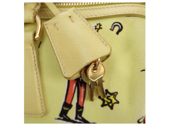 Sac à main PRADA Canvas 2way Gold Yellow Auth 197302V Doré Jaune - vue 26