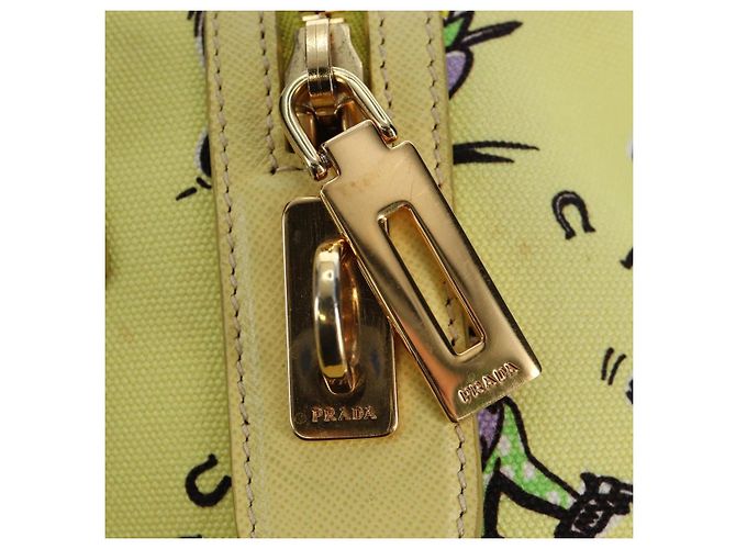Sac à main PRADA Canvas 2way Gold Yellow Auth 197302V Doré Jaune - vue 27