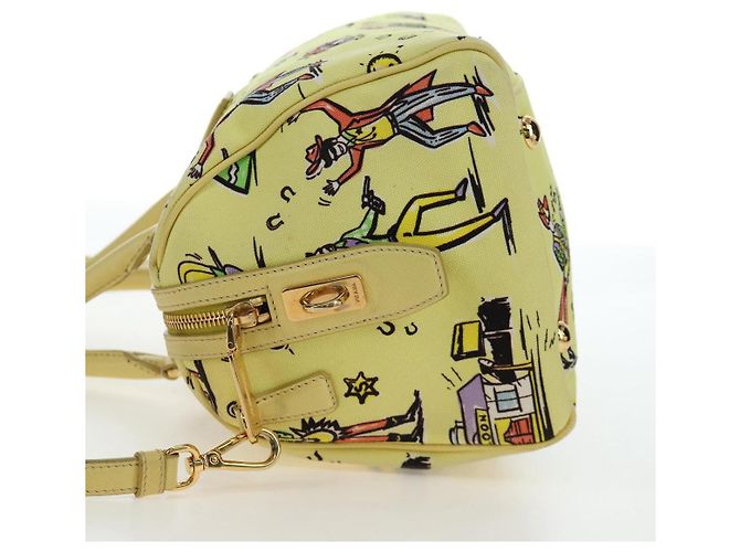 Sac à main PRADA Canvas 2way Gold Yellow Auth 197302V Doré Jaune - vue 3