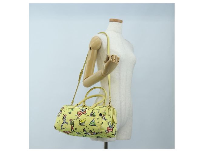 Sac à main PRADA Canvas 2way Gold Yellow Auth 197302V Doré Jaune - vue 36