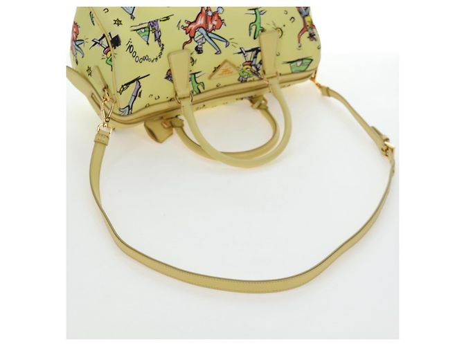 Sac à main PRADA Canvas 2way Gold Yellow Auth 197302V Doré Jaune - vue 7