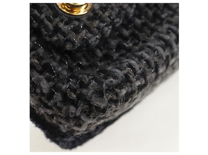 CHANEL Schultertasche mit Kette Tweed Schwarz Goldfarben CC Auth BA14816SM - Ansicht 16