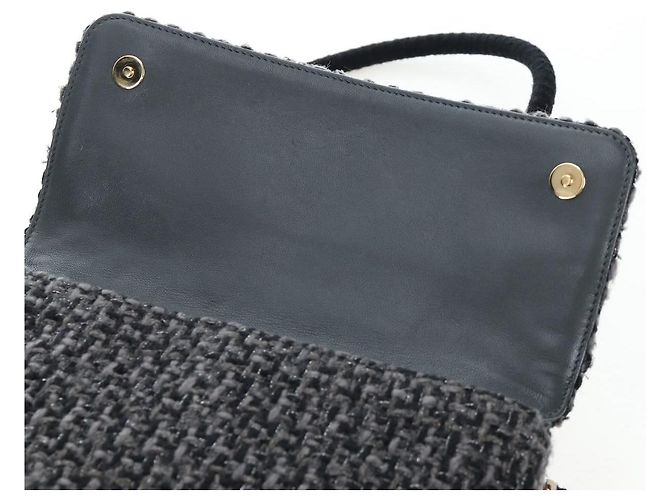 CHANEL Schultertasche mit Kette Tweed Schwarz Goldfarben CC Auth BA14816SM - Ansicht 19