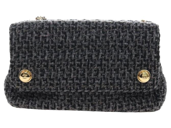 CHANEL Schultertasche mit Kette Tweed Schwarz Goldfarben CC Auth BA14816SM - Ansicht 2