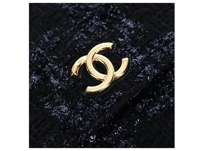 CHANEL Schultertasche mit Kette Tweed Schwarz Goldfarben CC Auth BA14816SM - Ansicht 21