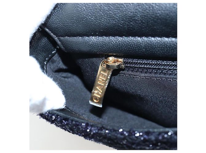 CHANEL Schultertasche mit Kette Tweed Schwarz Goldfarben CC Auth BA14816SM - Ansicht 23