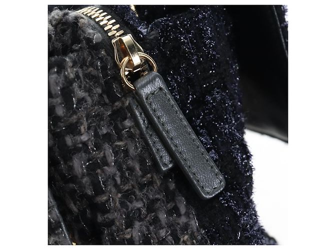 CHANEL Schultertasche mit Kette Tweed Schwarz Goldfarben CC Auth BA14816SM - Ansicht 25