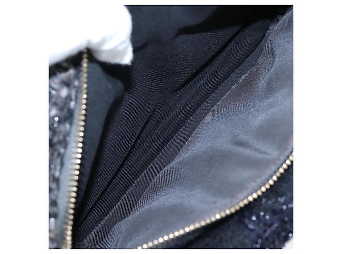 CHANEL Schultertasche mit Kette Tweed Schwarz Goldfarben CC Auth BA14816SM - Ansicht 26