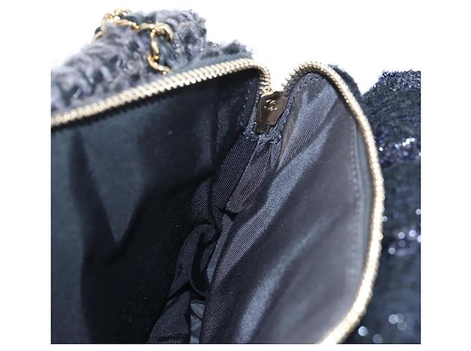 CHANEL Schultertasche mit Kette Tweed Schwarz Goldfarben CC Auth BA14816SM - Ansicht 27