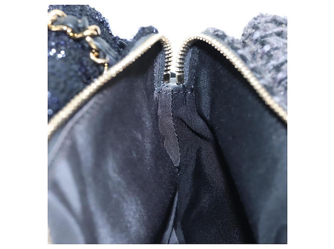 CHANEL Schultertasche mit Kette Tweed Schwarz Goldfarben CC Auth BA14816SM - Ansicht 28