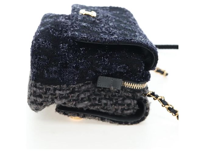 CHANEL Schultertasche mit Kette Tweed Schwarz Goldfarben CC Auth BA14816SM - Ansicht 4