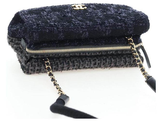 CHANEL Schultertasche mit Kette Tweed Schwarz Goldfarben CC Auth BA14816SM - Ansicht 6