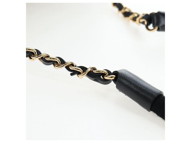 CHANEL Schultertasche mit Kette Tweed Schwarz Goldfarben CC Auth BA14816SM - Ansicht 8