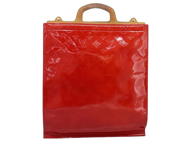 LOUIS VUITTON Monogram Vernis Stanton Hand Bag Red M91078 LV Auth 197637 Rosso - vista 13
