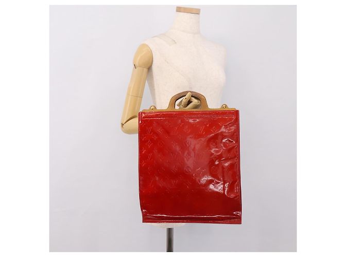 LOUIS VUITTON Monogram Vernis Stanton Hand Bag Red M91078 LV Auth 197637 Rosso - vista 18
