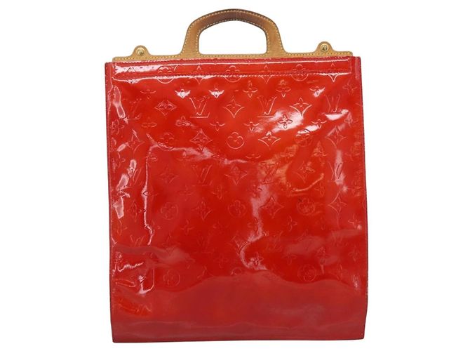 LOUIS VUITTON Monogram Vernis Stanton Hand Bag Red M91078 LV Auth 197637 Rosso - vista 2