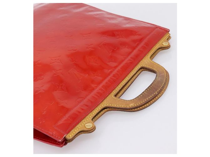 LOUIS VUITTON Monogram Vernis Stanton Hand Bag Red M91078 LV Auth 197637 Rosso - vista 6