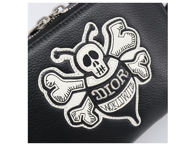 Borsa a Tracolla Christian Dior in Pelle Shawn Stussy Nero Argento Auth 196095M - view 14