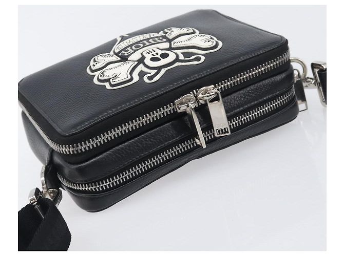 Borsa a Tracolla Christian Dior in Pelle Shawn Stussy Nero Argento Auth 196095M - view 6