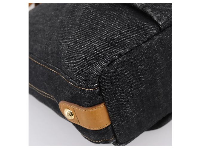 Borsa a tracolla BURBERRY Blue Label in denim blu navy e oro Auth 199650V D'oro - vista 10