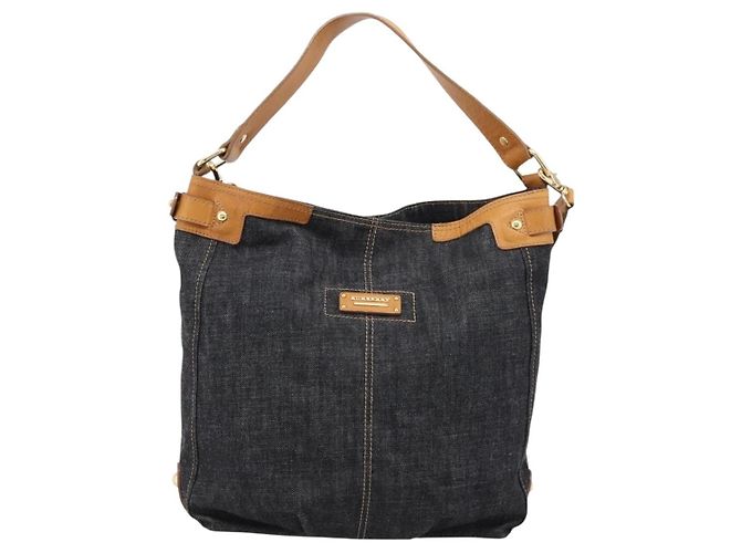 Borsa a tracolla BURBERRY Blue Label in denim blu navy e oro Auth 199650V D'oro - vista 13