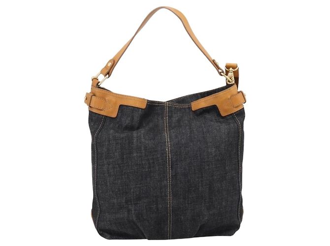 Borsa a tracolla BURBERRY Blue Label in denim blu navy e oro Auth 199650V D'oro - vista 2