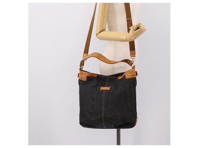 Borsa a tracolla BURBERRY Blue Label in denim blu navy e oro Auth 199650V D'oro - vista 22