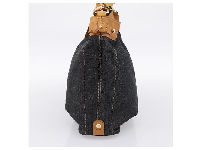 Borsa a tracolla BURBERRY Blue Label in denim blu navy e oro Auth 199650V D'oro - vista 3