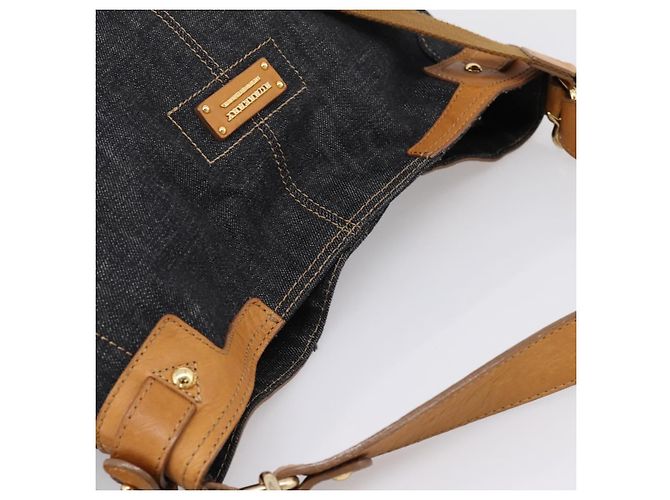 Borsa a tracolla BURBERRY Blue Label in denim blu navy e oro Auth 199650V D'oro - vista 6