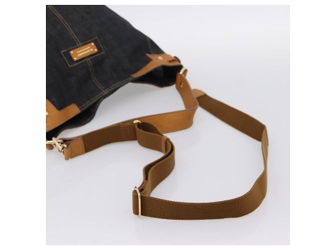 Borsa a tracolla BURBERRY Blue Label in denim blu navy e oro Auth 199650V D'oro - vista 8