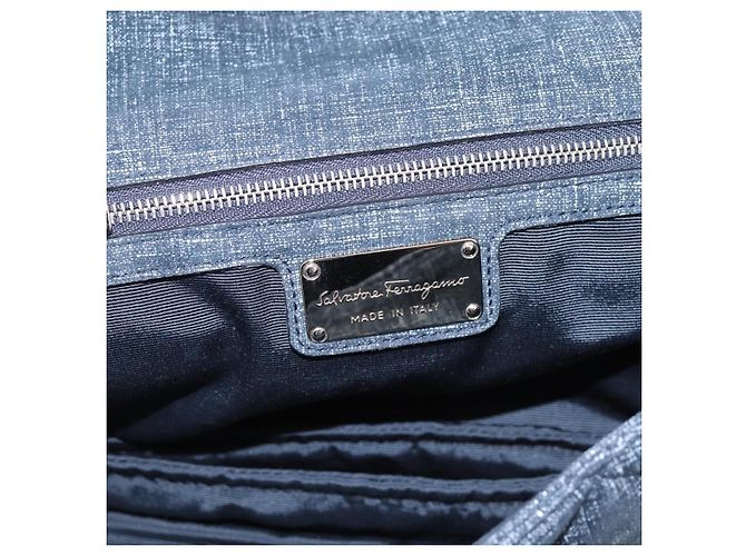 Borsa a tracolla Salvatore Ferragamo Denim Vala Ribbon Chain Blu Auth BA15284V Argento - vista 15
