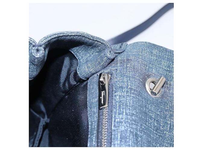 Borsa a tracolla Salvatore Ferragamo Denim Vala Ribbon Chain Blu Auth BA15284V Argento - vista 19