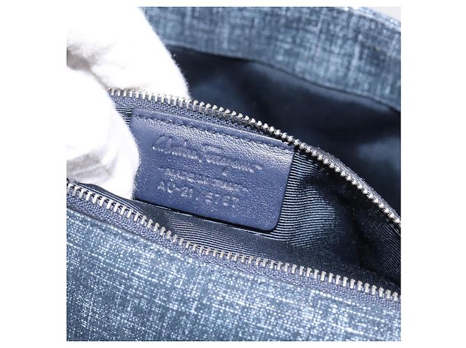 Borsa a tracolla Salvatore Ferragamo Denim Vala Ribbon Chain Blu Auth BA15284V Argento - vista 21
