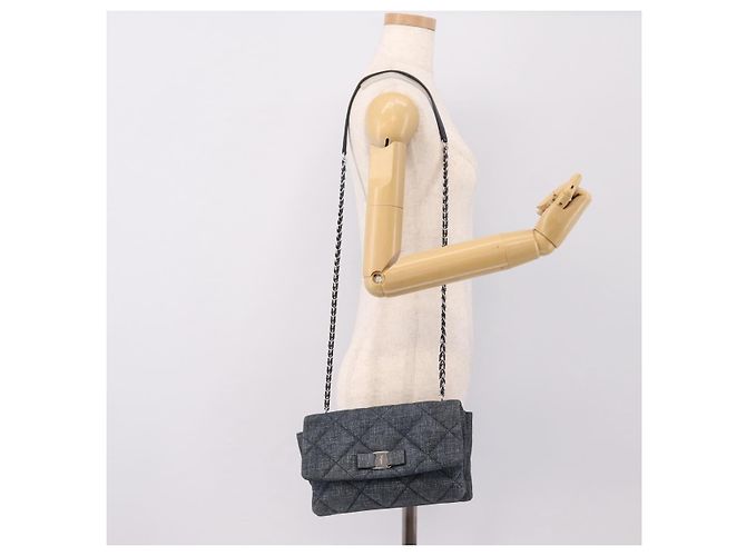 Borsa a tracolla Salvatore Ferragamo Denim Vala Ribbon Chain Blu Auth BA15284V Argento - vista 22