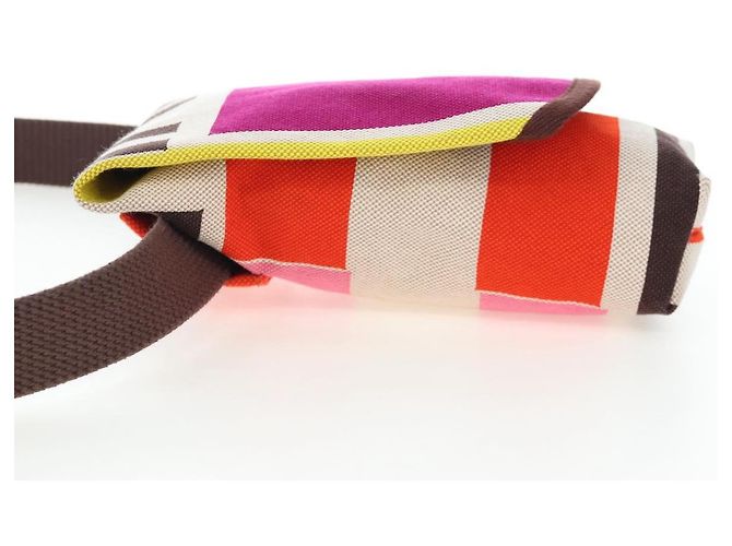 Hermès HERMES Animo Block Bag Borsa a Tracolla Canvas Multicolor Silver Auth 196668M Argento Multicolore - vista 4
