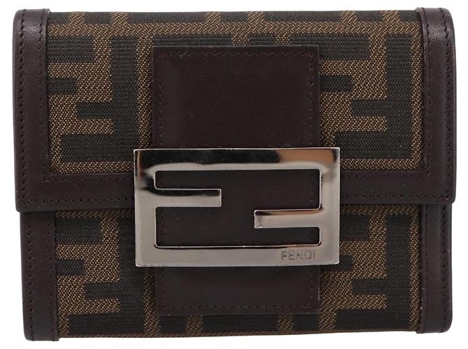 FENDI Zucca Canvas Trifold Wallet Brown Silver 8M0011 Auth 200165A Silvery - view 13