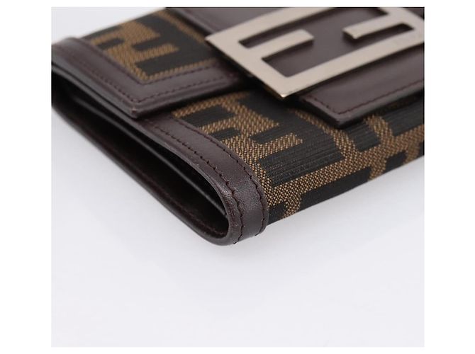 FENDI Zucca Canvas Trifold Wallet Brown Silver 8M0011 Auth 200165A Silvery - view 14