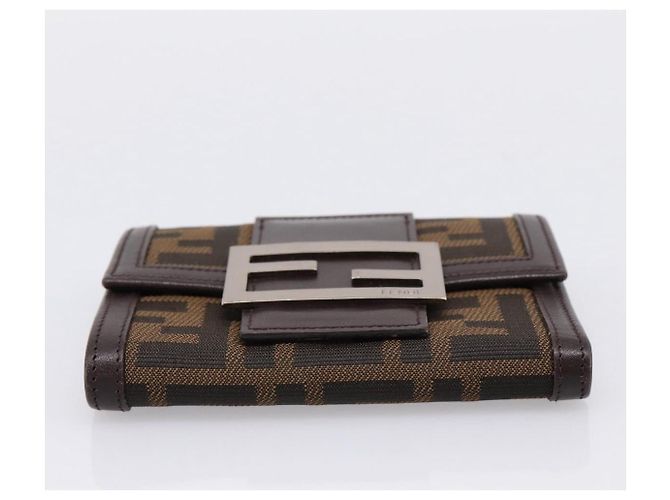 FENDI Zucca Canvas Trifold Wallet Brown Silver 8M0011 Auth 200165A Silvery - view 6