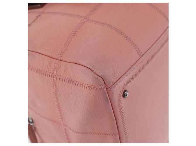 Borsa Mini Boston CHANEL Choco Bar Line in pelle rosa argento CC Auth 197897A - vista 15