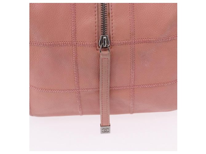 Borsa Mini Boston CHANEL Choco Bar Line in pelle rosa argento CC Auth 197897A - vista 18