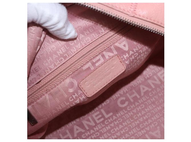Borsa Mini Boston CHANEL Choco Bar Line in pelle rosa argento CC Auth 197897A - vista 19