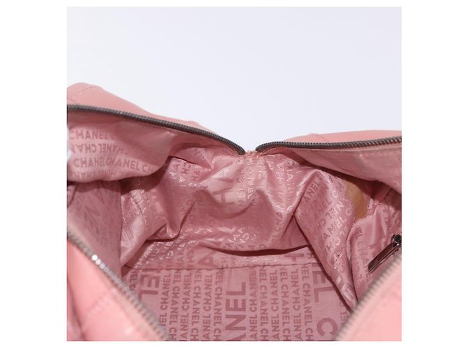 Borsa Mini Boston CHANEL Choco Bar Line in pelle rosa argento CC Auth 197897A - vista 21