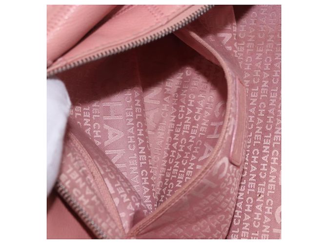 Borsa Mini Boston CHANEL Choco Bar Line in pelle rosa argento CC Auth 197897A - vista 23